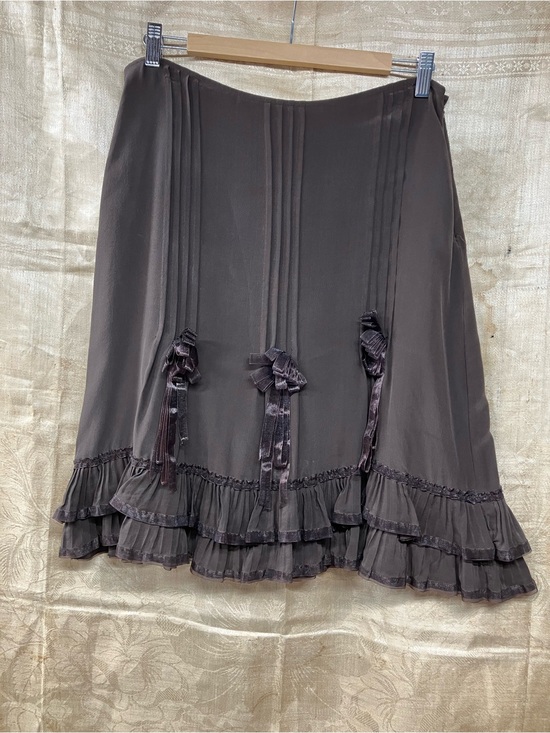 Anne Carson Dresses & Skirts - Anne Carson Chocolate Brown A-Line Skirt with Ruffle Hem